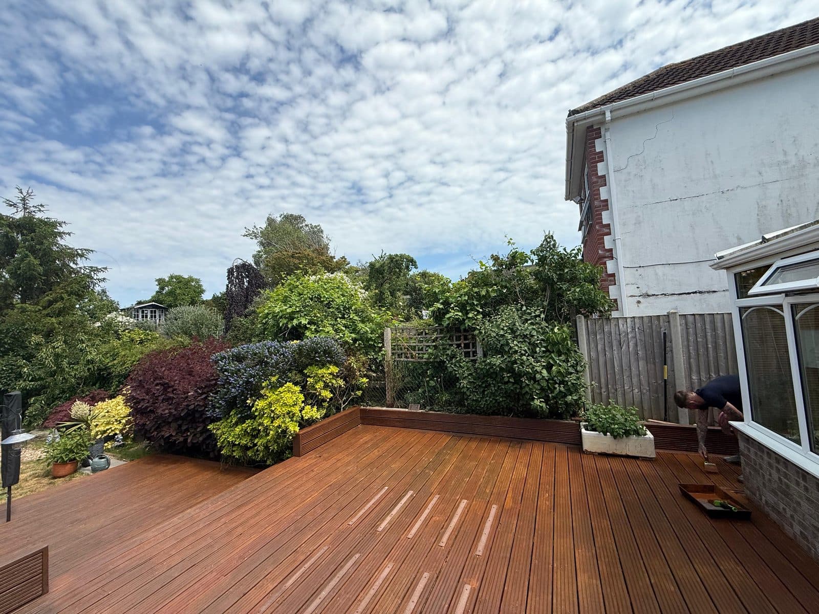 Decking in Parkstone being re-stained after cleaning